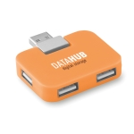 Hub personalizado barato de plástico con 4 puertos USB Cuadrado color naranja vista principal