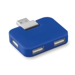 Hub personalizado barato de plástico con 4 puertos USB Cuadrado color azul real