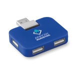 Hub personalizado barato de plástico con 4 puertos USB Cuadrado color azul real vista principal