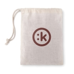 Rompecabezas publicitario de madera en bolsa de algodón Cubus color madera vista principal cuarta vista