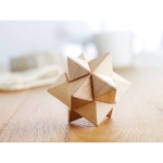 Rompecabezas publicitario de madera en bolsa de algodón Cubus color madera segunda vista bodegón