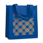 Bolsas serigrafiadas baratas non-woven asas cortas 80g/m2 Colors Short color azul real vista principal segunda vista