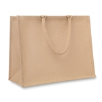 Bolsa de yute personalizada con interior laminado y asas cortas Jute Shop color beige