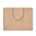 Bolsa de yute personalizada con interior laminado y asas cortas Jute Shop color beige tercera vista