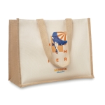 Bolsas publicitarias de yute y canvas con interior laminado Jute Beach color beige segunda vista principal