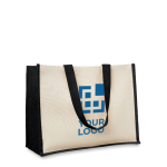 Bolsas publicitarias de yute y canvas con interior laminado Jute Beach vista de impresión