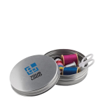 Kit de costura publicitario en caja en de aluminio Couture color plateado mate vista de impresión