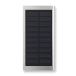 Power bank personalizado solar de 8.000 mAh Powercard Solarslim color plateado mate