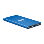 Power bank personalizado solar de 8.000 mAh Powercard Solarslim color azul real vista principal cuarta vista
