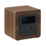 Altavoz promocional barato de madera con amplificador Eco Mini color marrón cuarta vista