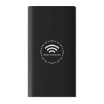 Powerbank de carga inalámbrica con acabado caucho de 8.000 mAh Wireless color negro cuarta vista