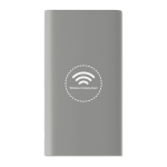 Powerbank de carga inalámbrica con acabado caucho de 8.000 mAh Wireless color gris cuarta vista