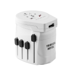 Adaptador de viaje personalizado con logo Skross Pro World & USB color blanco vista principal segunda vista