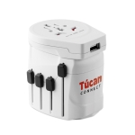 Adaptador de viaje personalizado con logo Skross Pro World & USB color blanco segunda vista principal