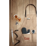Delantal publicitario de lona con correas de piel y bolsillos BBQ color marrón grisáceo vista bodegón principal