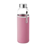 Botellas de agua personalizadas de cristal con funda 500ml Downtown color rosa