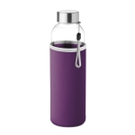 Botellas de agua personalizadas de cristal con funda 500ml Downtown color violeta