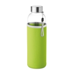 Botellas de agua personalizadas de cristal con funda 500ml Downtown color verde lima