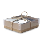 Set de 4 posavasos cuadrados fabricados en pizarra en caja Pizarra color negro segunda vista