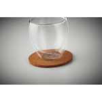 Posavasos personalizado redondo de corcho con logo Rounture color madera tercera vista