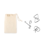 Set de 3 rompecabezas en bolsa de algodón para clientes Unhook color beige