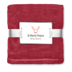 Bonita manta promocional de franela para regalo a clientes Verbier color burdeos vista principal segunda vista