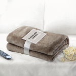 Bonita manta promocional de franela para regalo a clientes Verbier color caqui vista bodegón principal