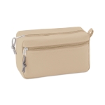 Neceser personalizado barato de poliéster con 2 cremalleras DuoZip color beige