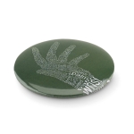 Chapa metálica personalizada a todo color con espejo Ø75mm View color plateado mate sexta vista