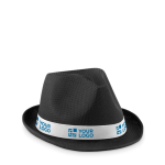 Sombrero promocional de poliéster con cinta blanca con logotipo Colors vista de impresión