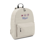 Mochila de diseño para empresas con bolsillo frontal y asas acolchadas color beige imagen con logo