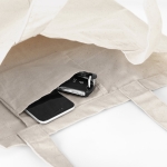 Bolsas de algodón personalizadas con bolsillo 280 g/m2 Eco Premium color natural tercera vista