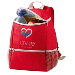Mochila nevera personalizada con bolsillos de malla Discover color rojo imagen con logo 4