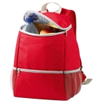 Mochila nevera personalizada con bolsillos de malla Discover color rojo tercera vista