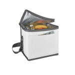 Nevera promocional con cinta ajustable y bolsillo frontal Cube color blanco tercera vista