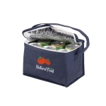 Nevera publicitaria barata non-woven con capacidad para 6 latas Frigid color azul imagen con logo 4