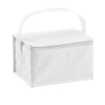Nevera publicitaria barata non-woven con capacidad para 6 latas Frigid color blanco