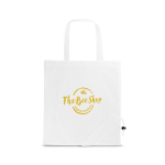 Bolsa de la compra personalizada plegable de poliéster 190T Raspberry color blanco imagen con logo