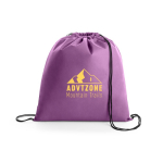 Mochilas personalizadas baratas non-woven 80 g/m2 con cuerdas Downtown color violeta imagen con logo