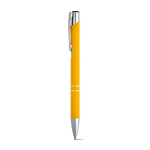 Bolígrafo de aluminio barato con cuerpo de goma y tinta negra color amarillo