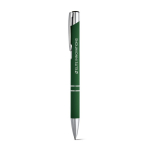 Bolígrafo de aluminio barato con cuerpo de goma y tinta negra color verde imagen con logo