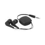 Auriculares retractiles para publicidad con funda non woven Compact color negro