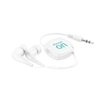 Auriculares retractiles para publicidad con funda non woven Compact color blanco imagen con logo