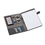 Portafolios con logotipo para empresas con bloc y placa de goma A4 Grid color gris tercera vista