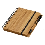 Libreta reciclada con boli y tapas de bambú A5 hojas a rayas Bamboo color natural