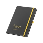 Libretas personalizadas con gomas de colores A5 hojas a rayas ColorMatch color amarillo imagen con logo
