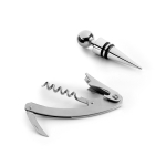 Set de vino de zinc con tres utensilios y caja incluidos color plateado mate