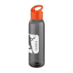 Elegante botella corporativa de plástico en color negro 630ml Dark color naranja imagen con logo