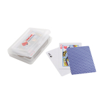 Juego de cartas promocional en caja de presentación color azul imagen con logo
