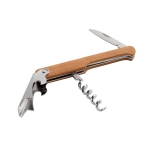 Sacacorchos con navaja de acero inoxidable y mango de madera Timber color natural